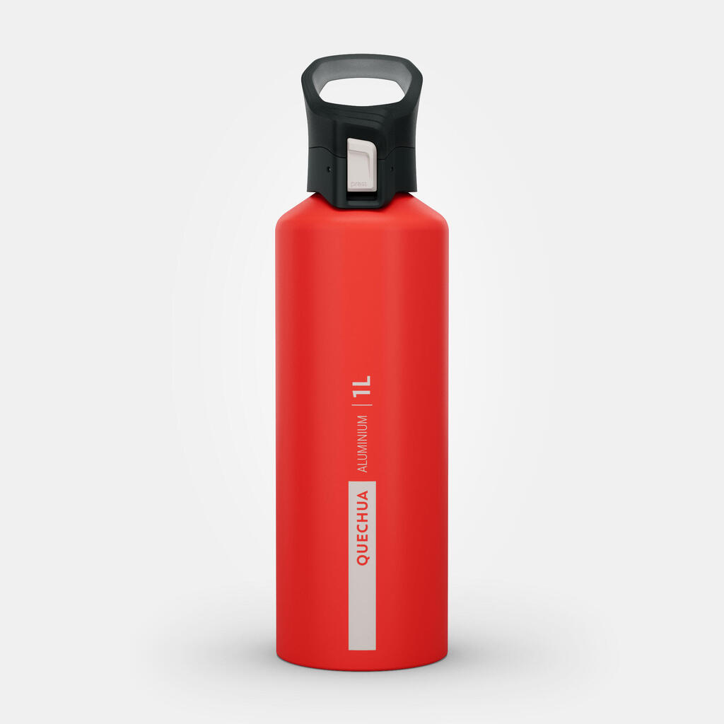 1 L aluminium flask with quick opening cap for hiking - Purple