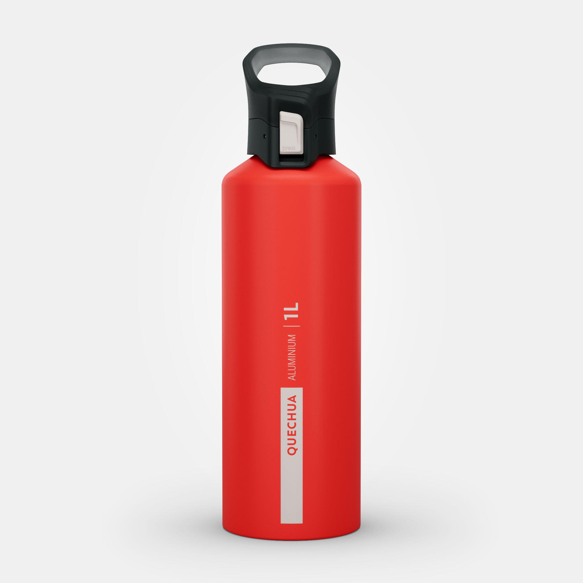 1 L aluminium water bottle with quick opening cap for hiking - Red 11/11