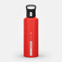 1 L aluminium water flask 500 with quick-release cap for hiking - Red