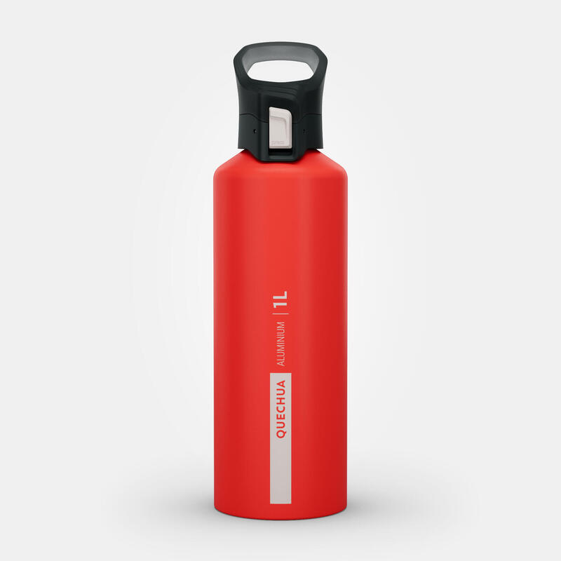 Gourde 500 alu 1L avec bouchon ouverture rapide pour la randonnée - Rouge