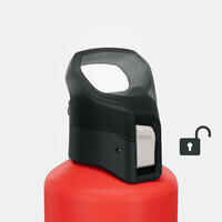 1 L aluminium water bottle with quick opening cap for hiking - Red