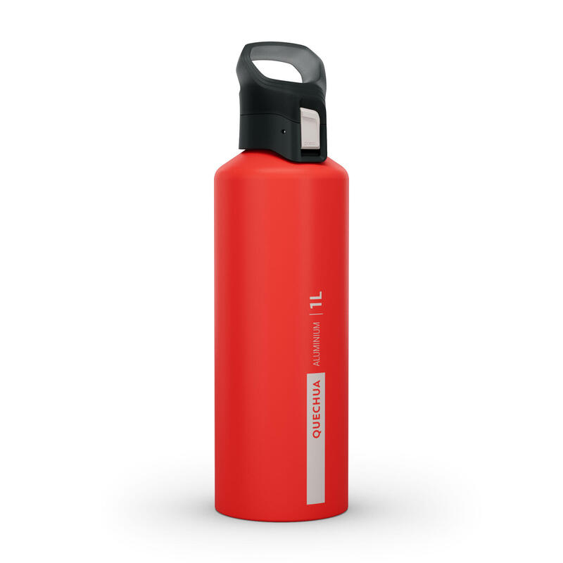 Recycled Aluminium Hiking Flask with Quick Opening Cap MH500 1 Litre Red