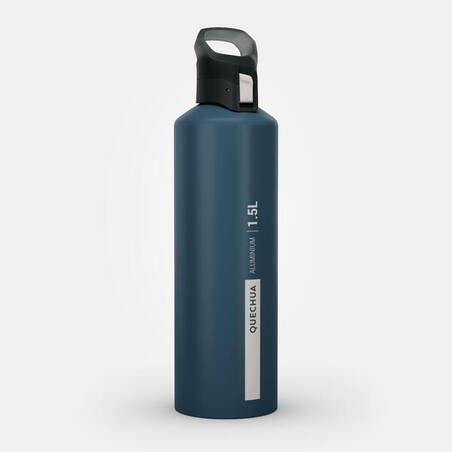 1.5L aluminium flask with quick-open cap for hiking - Blue