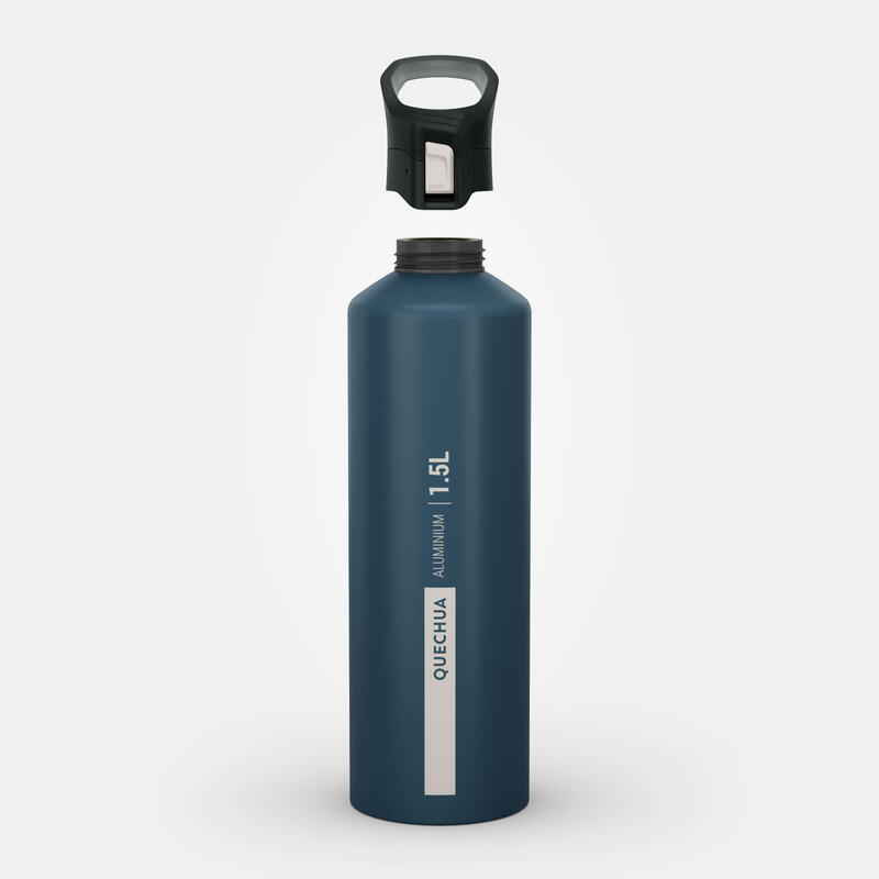 Trinkflasche Schnellverschluss Aluminium 1,5 l Wandern - MH500 QUECHUA -  DECATHLON
