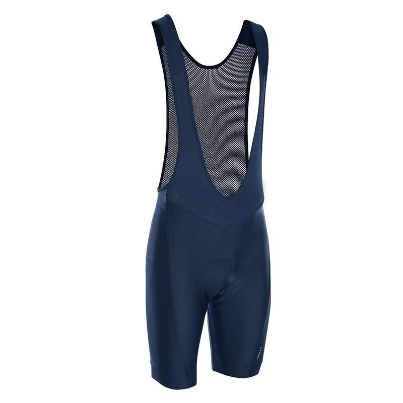 Culotte ciclismo corto con tirantes verano hombre triban RC100 azul marino