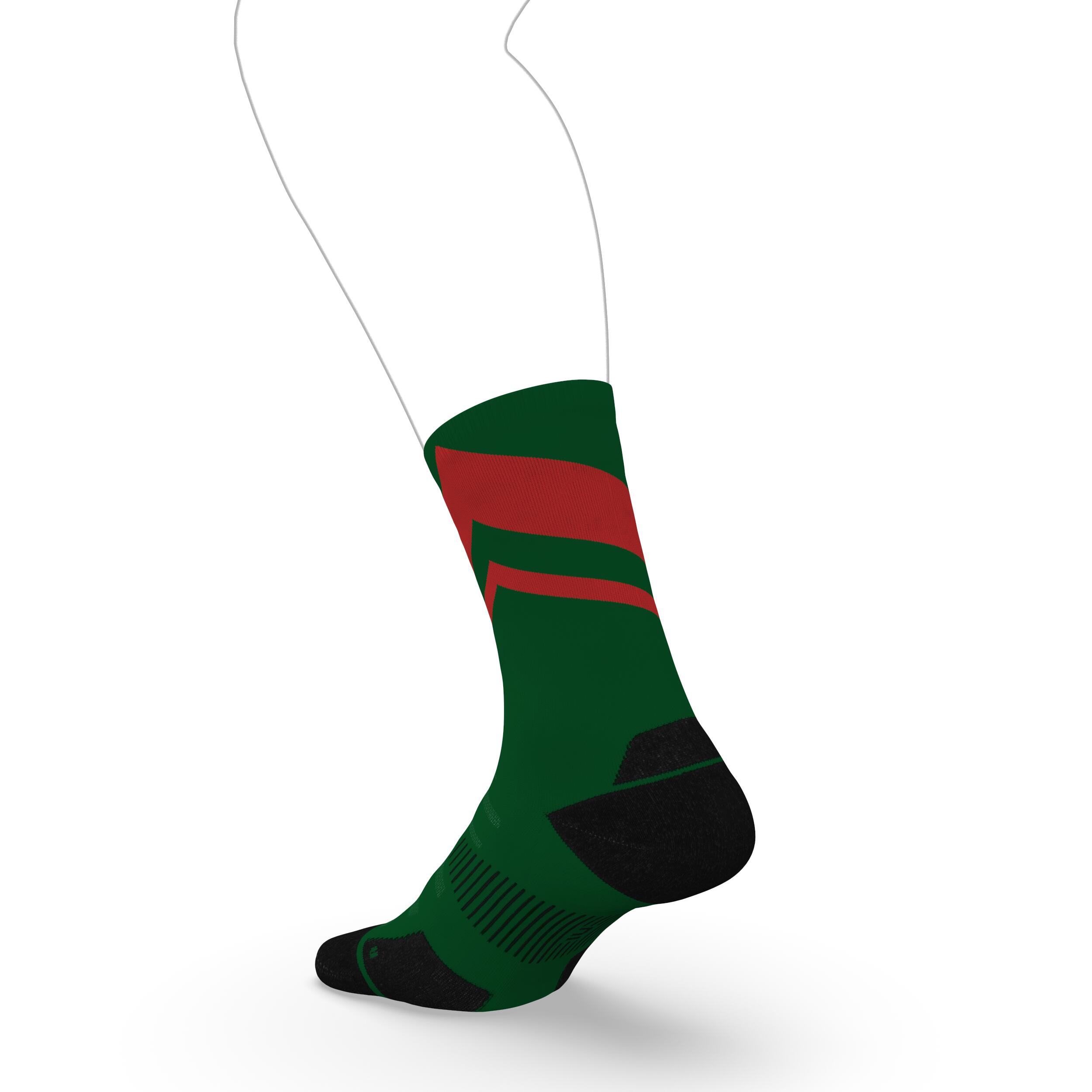 Run900 Mid-Calf Thick Running Socks - Green/Red 3/7