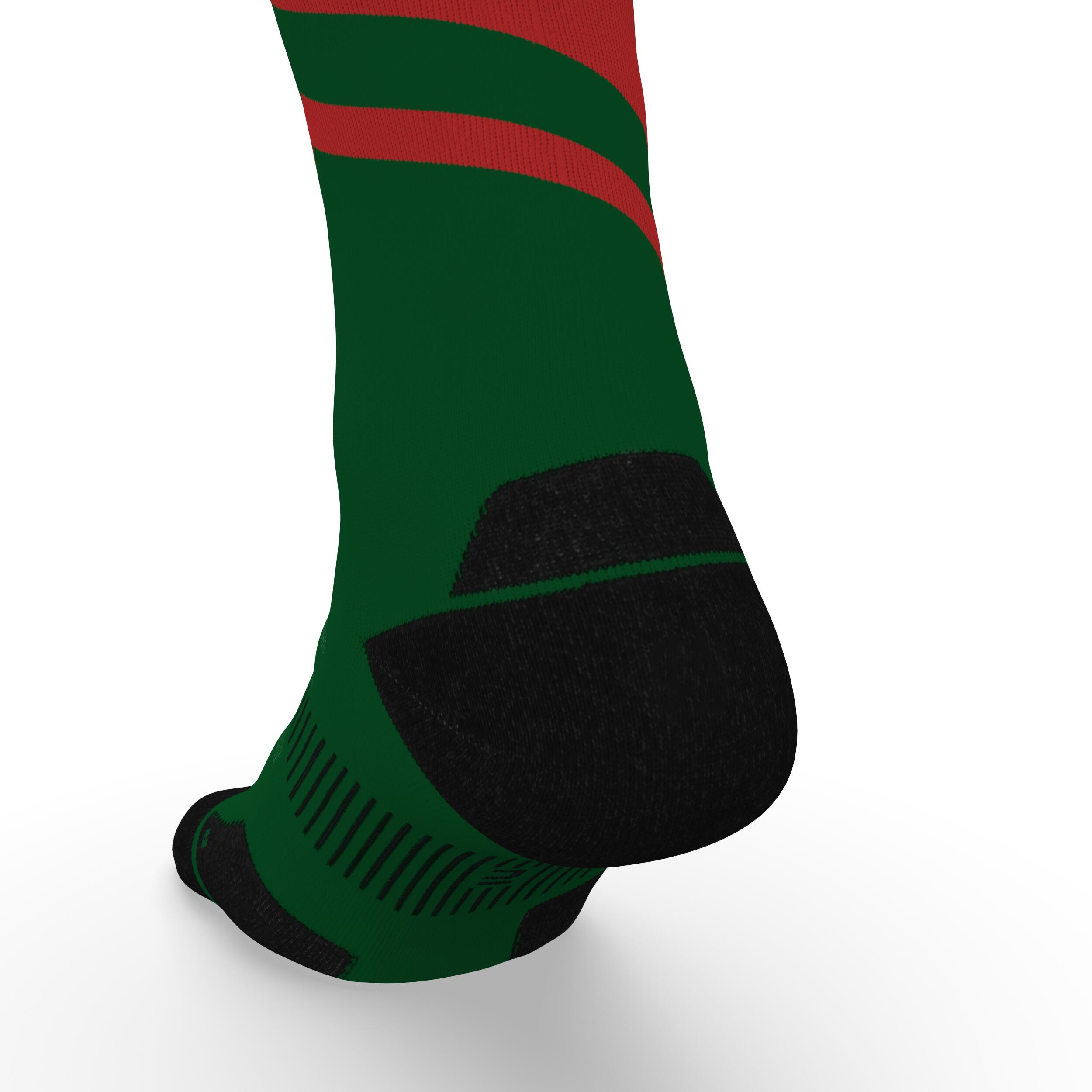 Run900 Mid-Calf Thick Running Socks - Green/Red 7/7