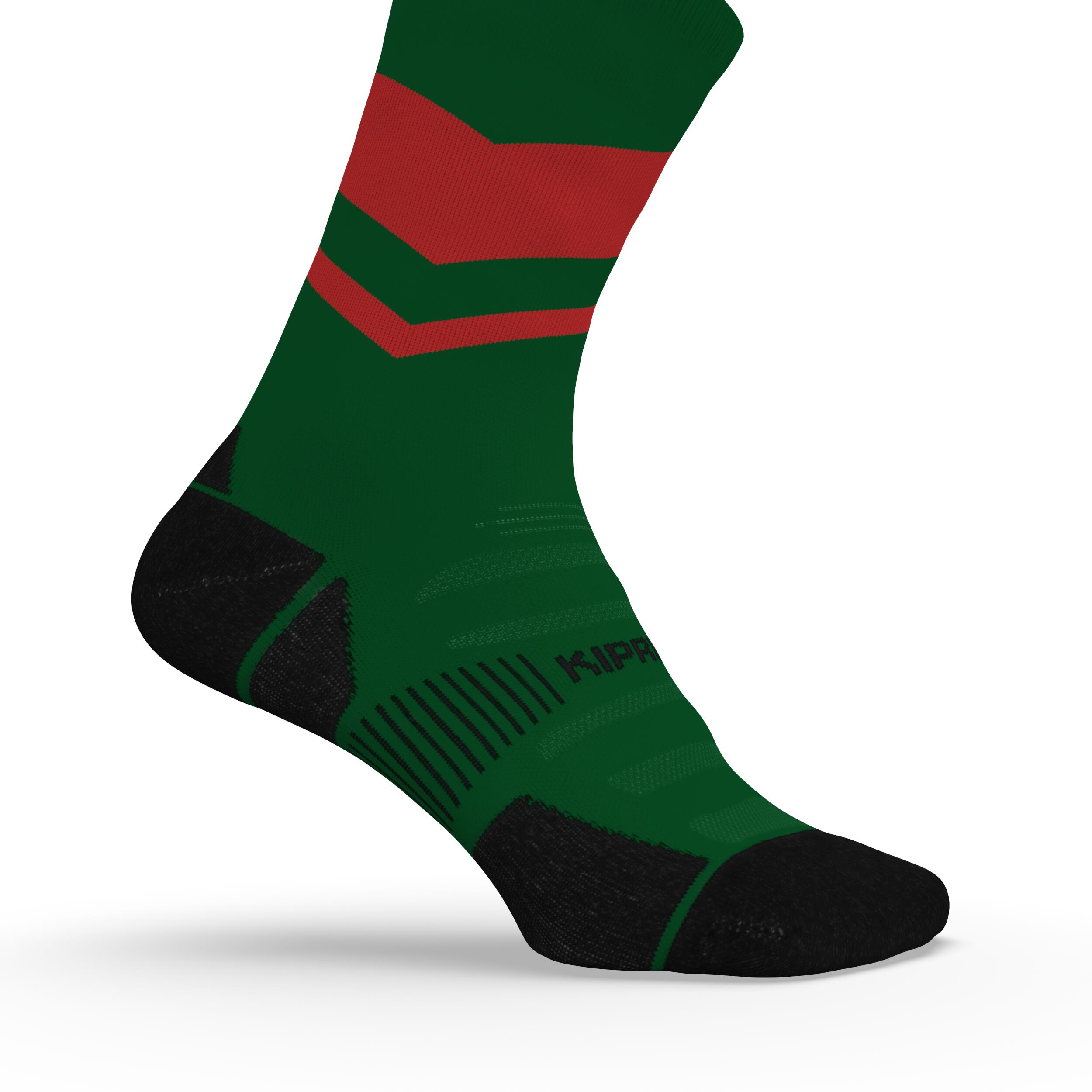 Run900 Mid-Calf Thick Running Socks - Green/Red 5/7