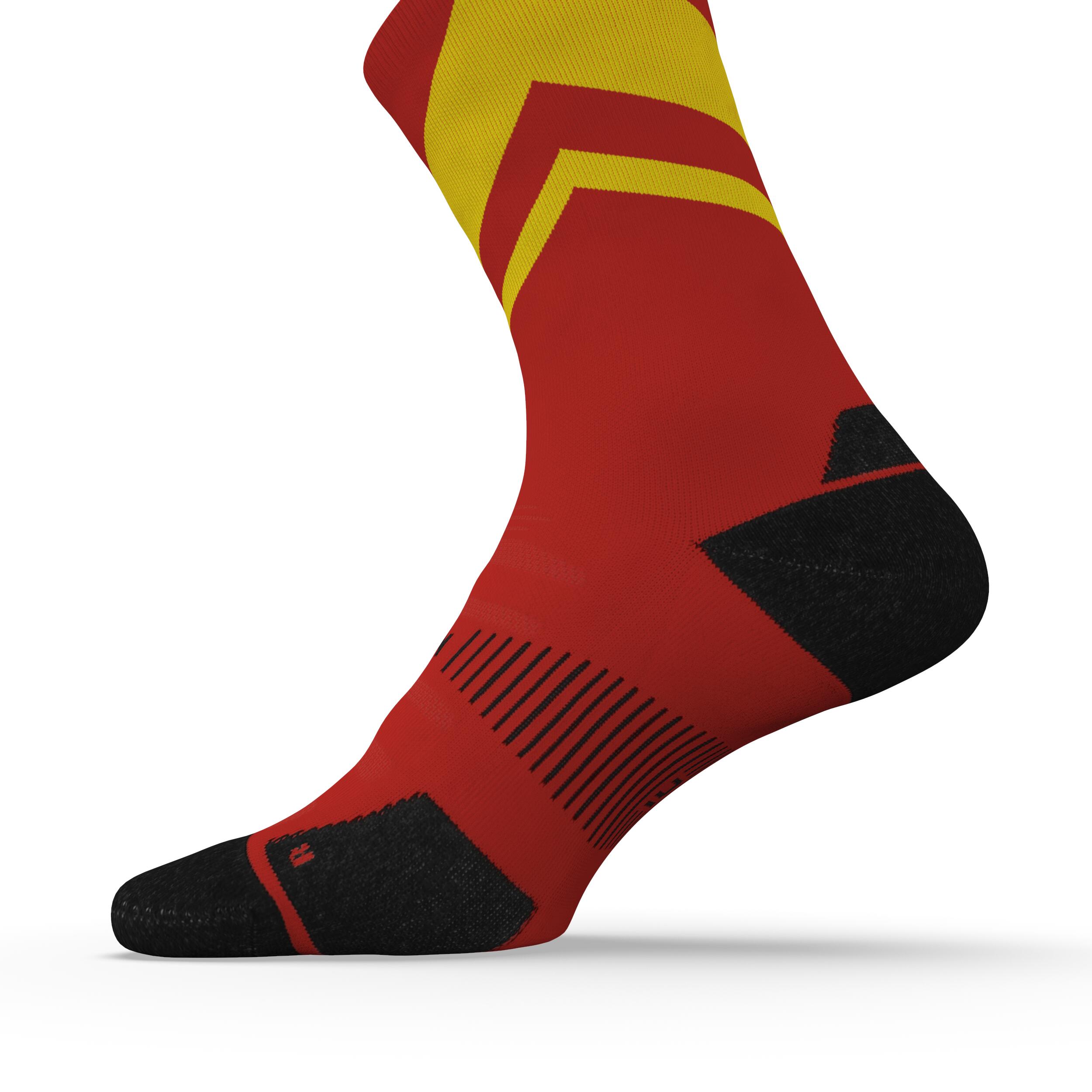 Run900 Mid-Calf Thick Running Socks - Red/Yellow 5/6