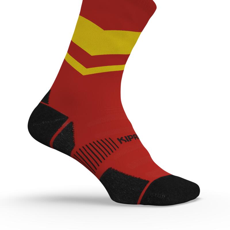 Vysoké běžecké ponožky silné RUN900 červeno-žluté 