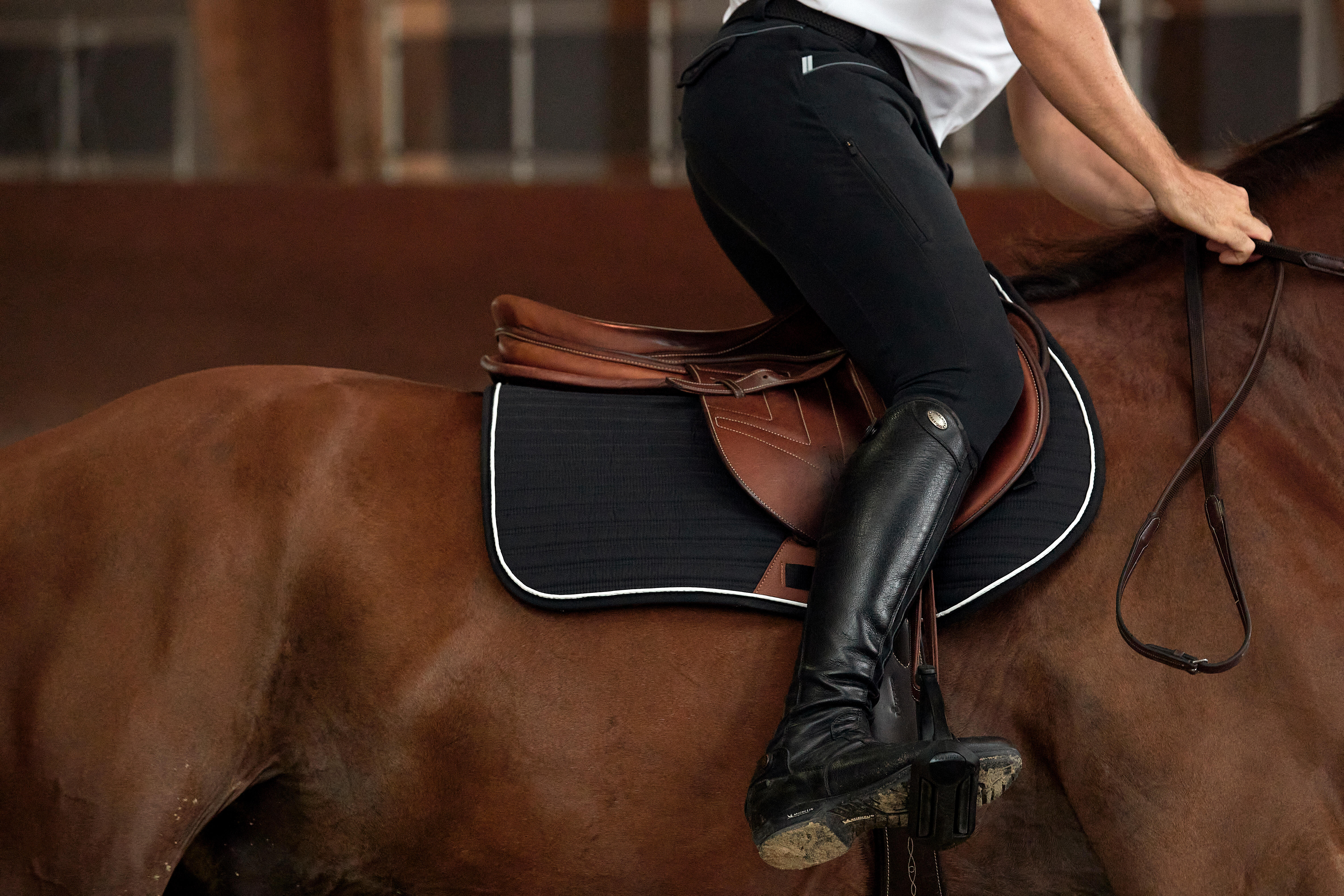 Horse Riding Saddle Cloth for Horse and Pony 900 - Black - FOUGANZA