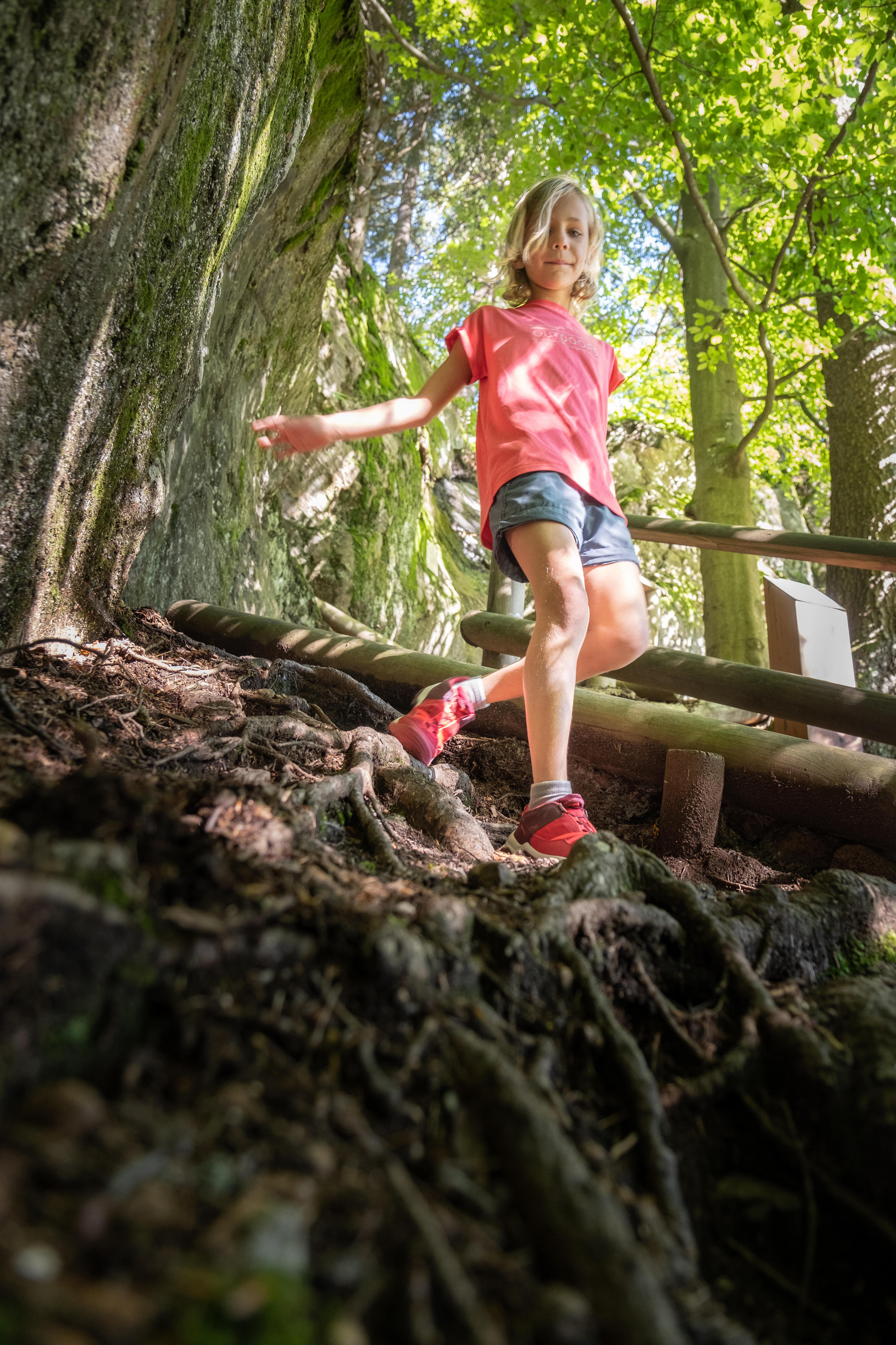 Kids’ Quick Lacing Hiking Shoes - Burgundy - QUECHUA