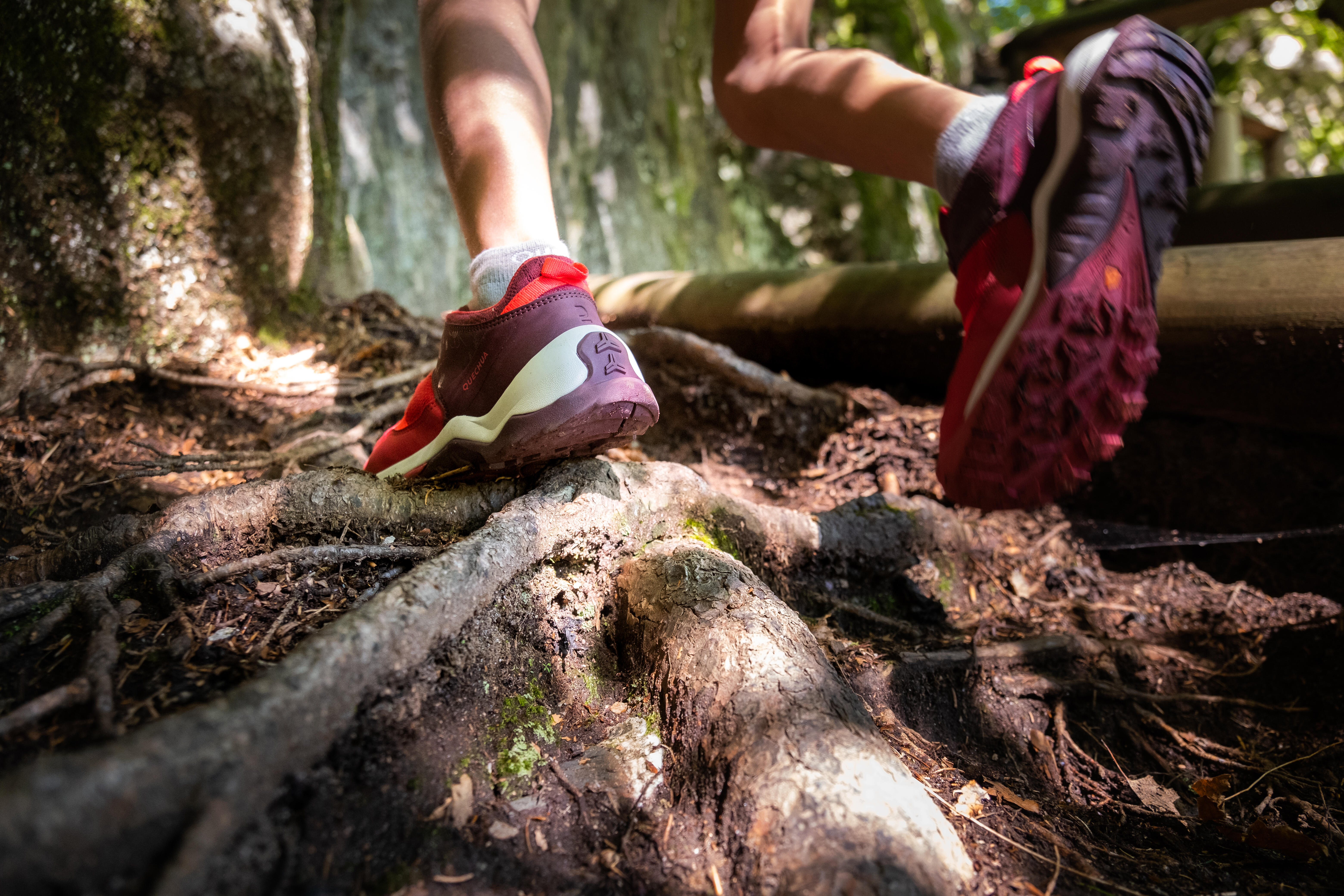 Kids’ Quick Lacing Hiking Shoes - Burgundy - QUECHUA