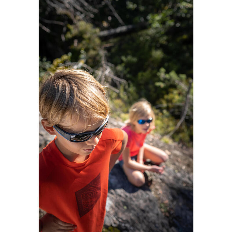 Sonnenbrille Wandern MHT550 Kinder ab 10 Jahren Kategorie 4 schwarz/silber