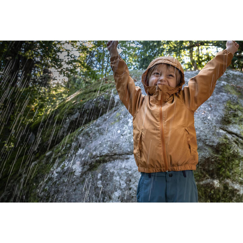 Chaqueta impermeable de montaña trekking Niños 2-6 años Quechua MH500 marrón
