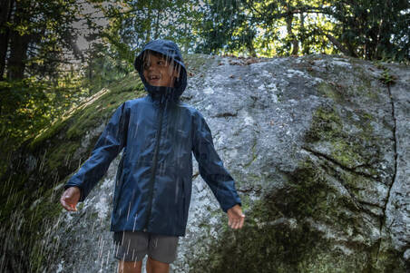 Kids’ Waterproof Hiking Jacket - MH500 Aged 7-15 - Navy Blue