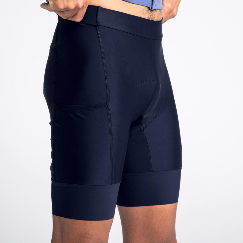 Fietsbroek voor heren RC500 zonder bretels marineblauw