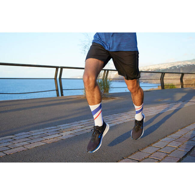 Men Mid-Calf Thick Running Socks - Blue/Red