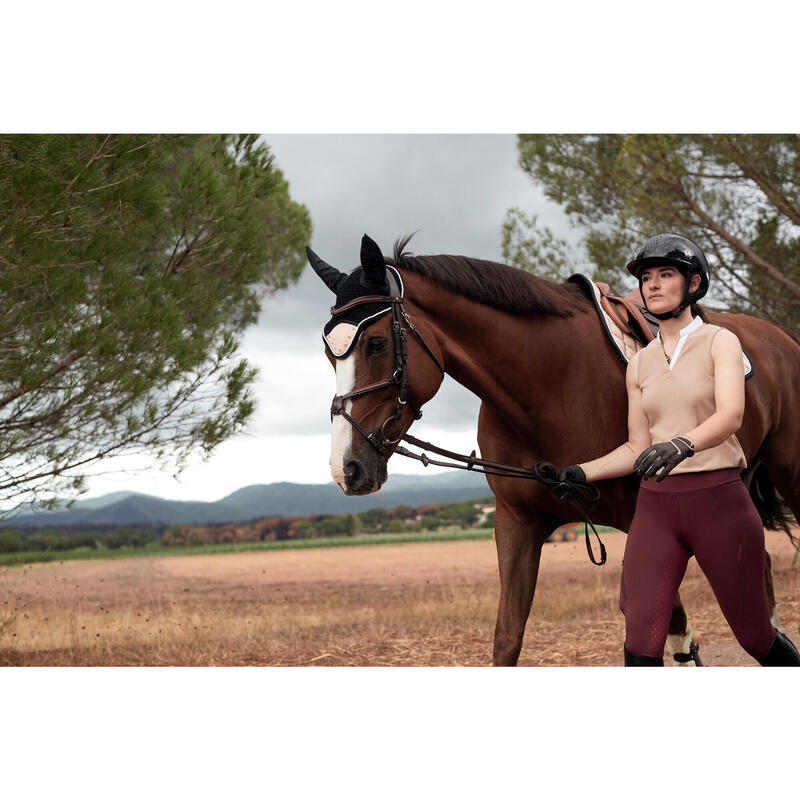 Testiera equitazione pony e cavallo 580 incrociata marrone 