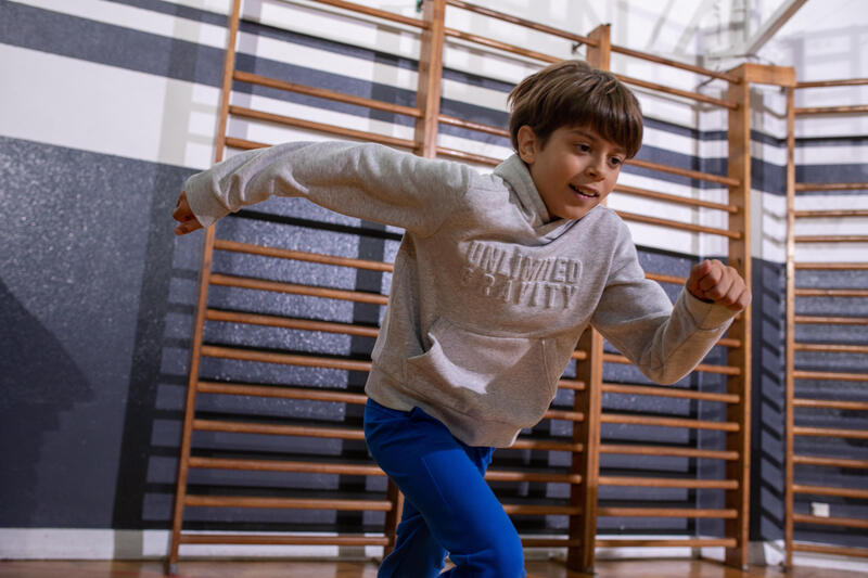 Felpa bambino ginnastica con cappuccio pesante grigio chiaro