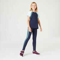 Girls' High-Waisted Pocket Leggings S500 - Navy / Print