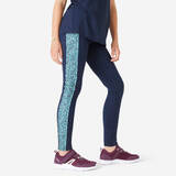 Girls' Breathable Leggings S500 - Printed Navy