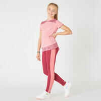 Girls' High-Waisted Pocket Leggings S500 - Pink