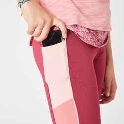 Girls' High-Waisted Pocket Leggings S500 - Pink