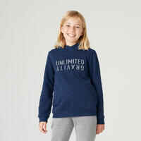 Kids' Warm Hoodie 500 - Navy Print