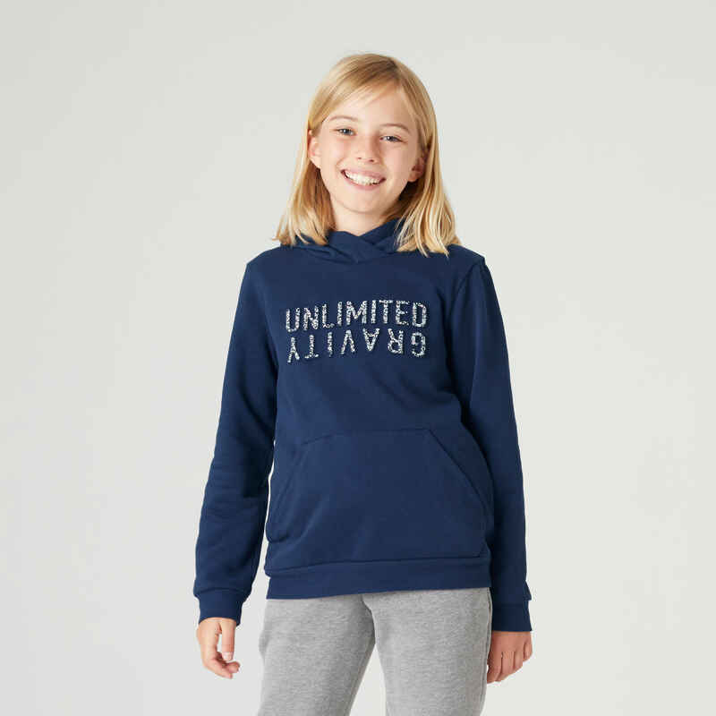 Kids' Warm Hoodie 500 - Navy Print