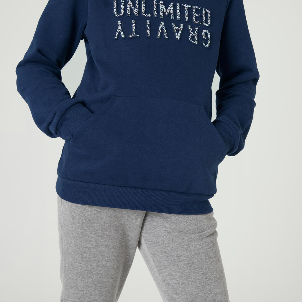 Sweat à capuche chaud enfant - 500 marine imprimé