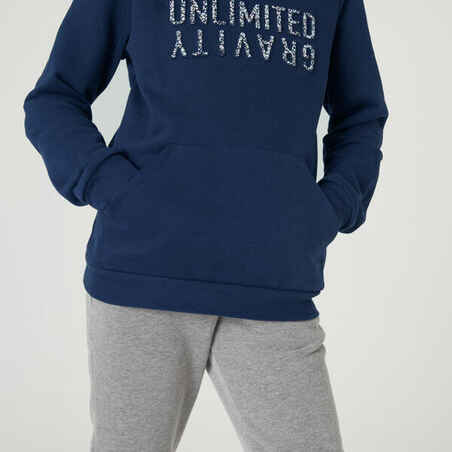 Kids' Warm Hoodie 500 - Navy Print