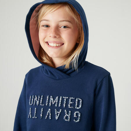 Sweat à capuche chaud enfant - 500 marine imprimé