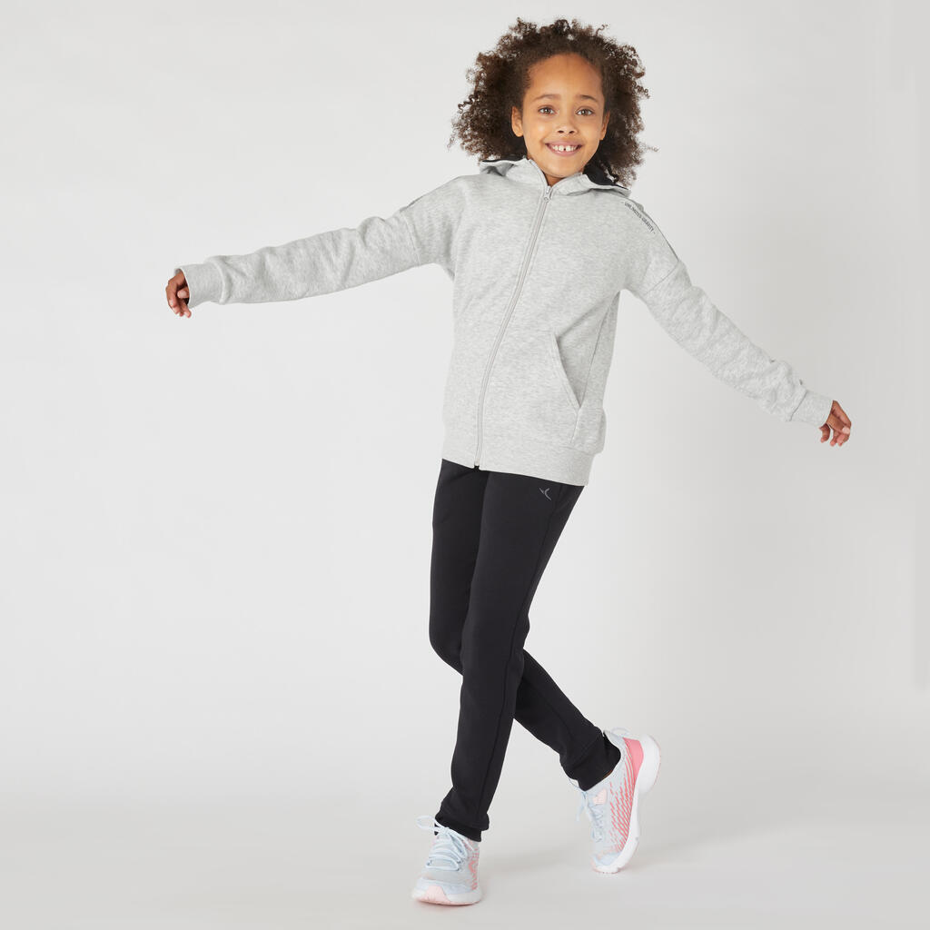 Sweat zippé à capuche chaud enfant - 500 gris chiné clair