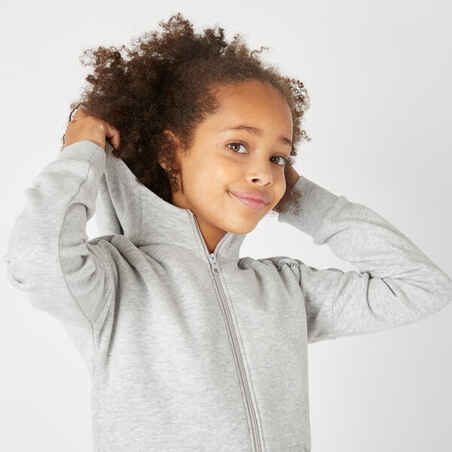 Kids' Warm Zip-Up Hoodie 500 - Light Grey Marl