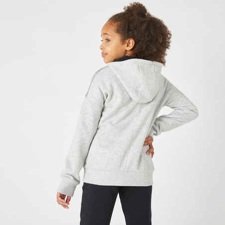 Kids' Warm Zip-Up Hoodie 500 - Light Grey Marl