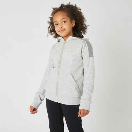 Kids' Warm Zip-Up Hoodie 500 - Light Grey Marl