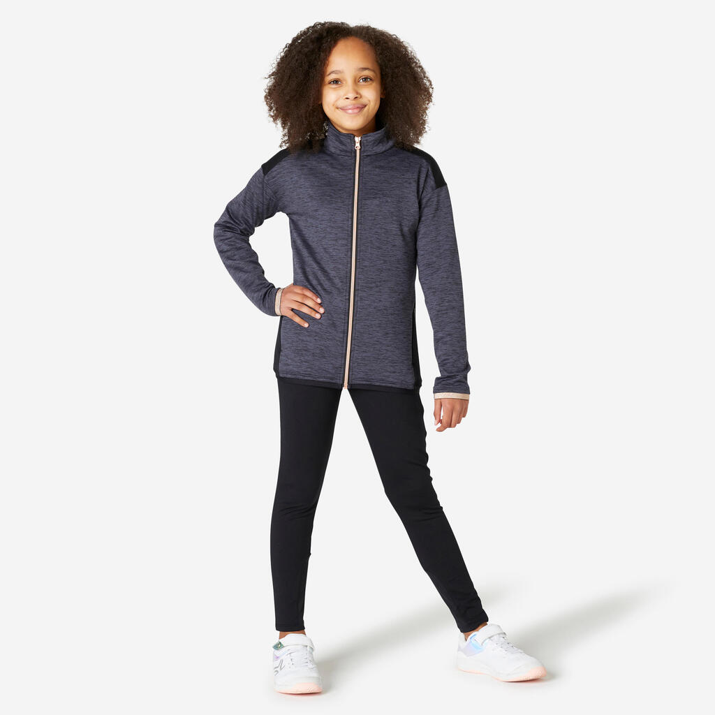 Kids' Breathable Synthetic Tracksuit S500 - Black/Dark Grey Marl