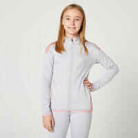 Kids' Breathable Synthetic Tracksuit S500 - Light Mottled Grey/Pink