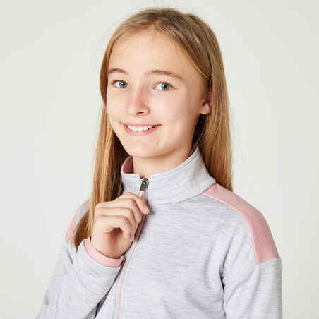 Vaikiškas orui pralaidus sintetinis sportinis kostiumas „S500“, taškuotas, šviesiai pilkas, rožinis