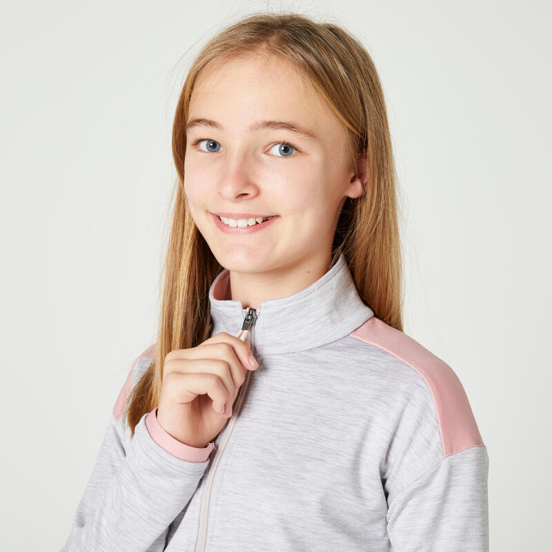 兒童透氣合成布料運動服 S500 - 淺雜灰色／粉色
