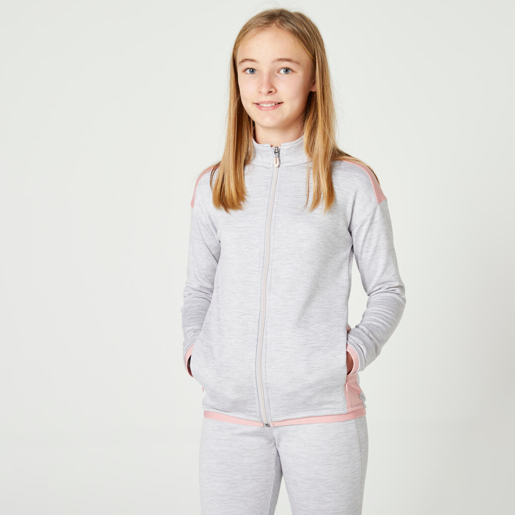 Sudadera completa para Niña Domyos 500 gris clarito