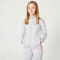Kids' Breathable Synthetic Tracksuit S500 - Light Mottled Grey/Pink