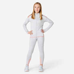 Kids' Breathable Synthetic Tracksuit S500 - Light Mottled Grey/Pink