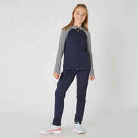 Girls' Warm Breathable Gym Jacket S500 - Navy/Light Grey