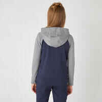 Girls' Warm Breathable Gym Jacket S500 - Navy/Light Grey