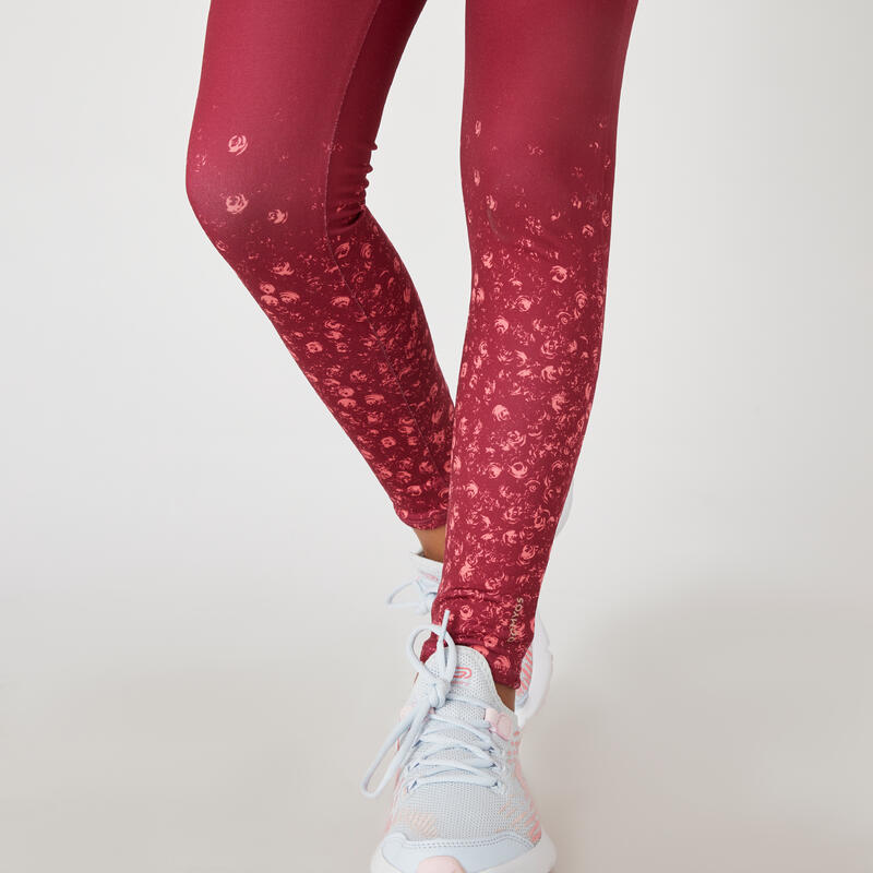 Legging chaud fille synthétique respirant - S500 rouge avec motifs