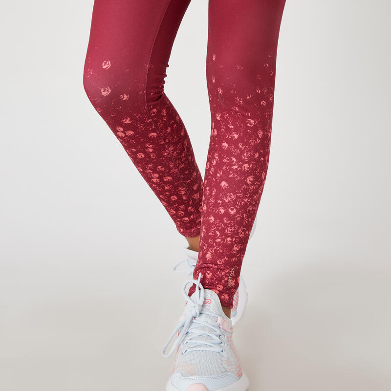 Leggings bambina ginnastica S 500 caldi e traspiranti rossi