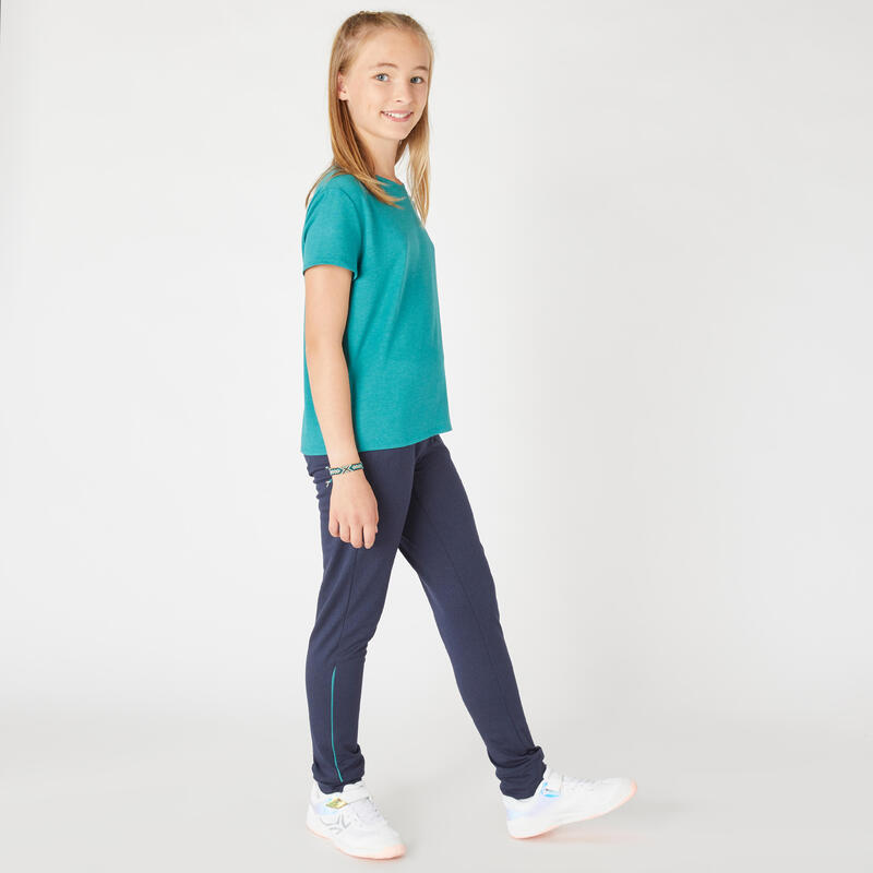 Pantaloni bambina ginnastica S 500 traspiranti blu