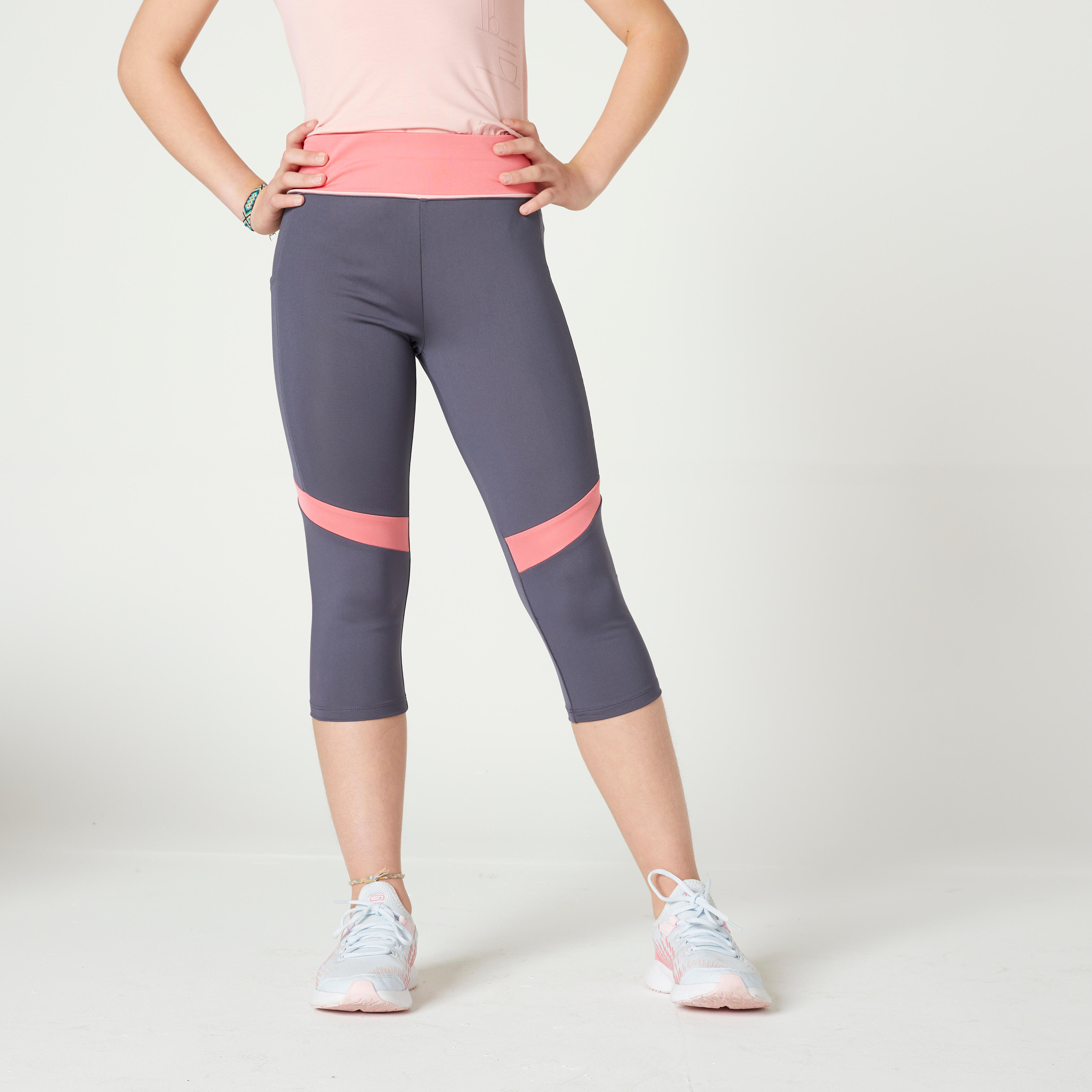 Girls' Breathable Cropped Bottoms S500 